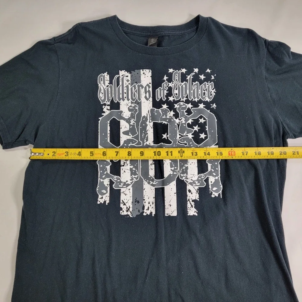 Soldiers of Solace SOS Indie Local Metal Band Anvil US Flag Shirt Sz L EUC Rare - Picture 5 of 6